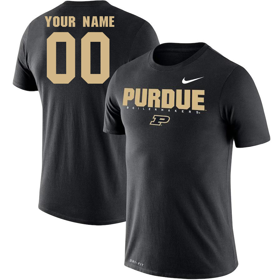 Custom Purdue Boilermakers Name And Number College Tshirt-Black